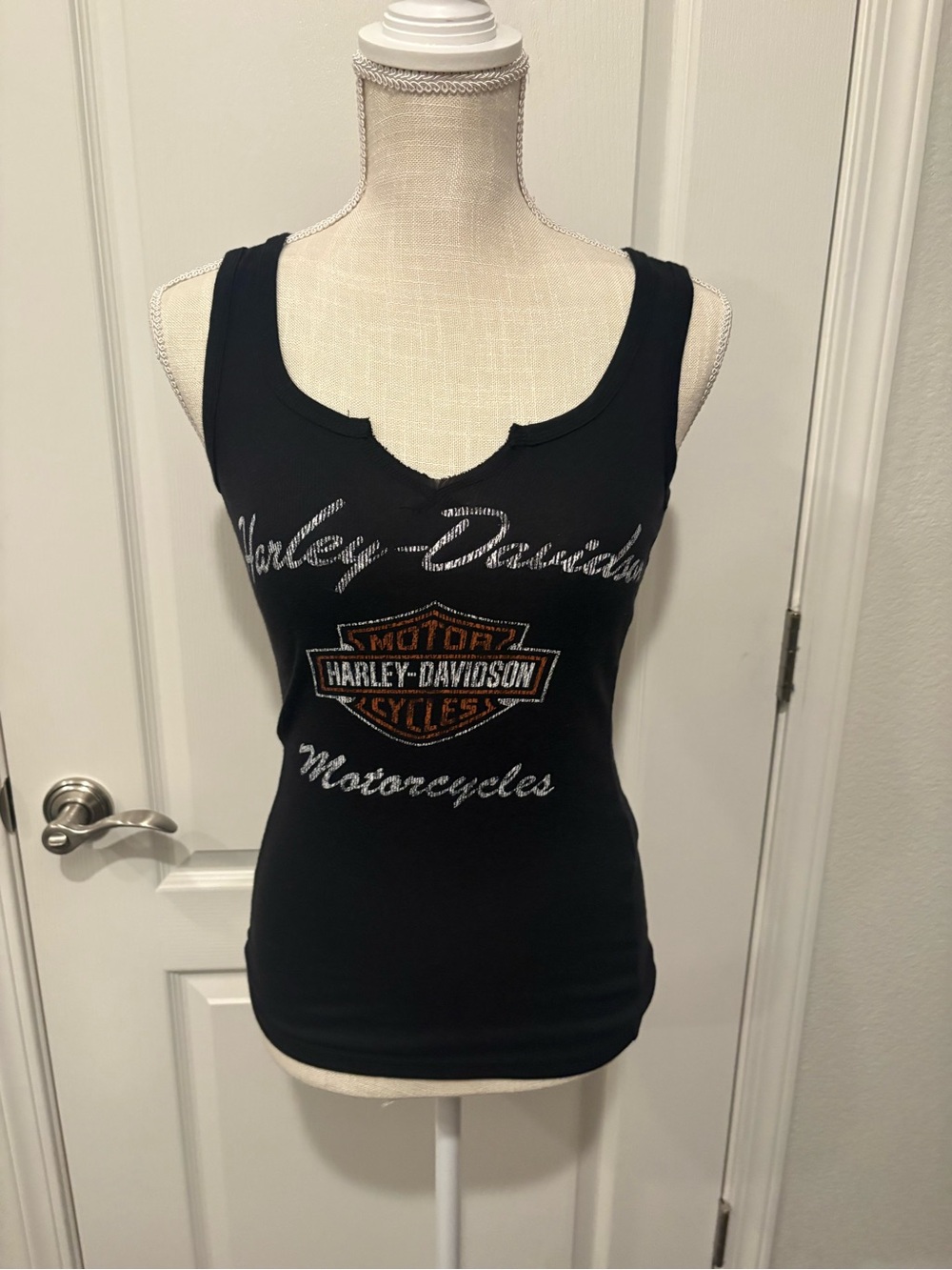 Harley-Davidson Black Tank with Orange & Silver Logo